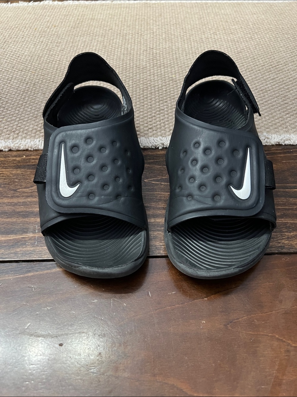 Nike Black Kids Slide Sandals with White Swoosh